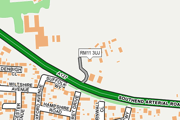 RM11 3UJ map - OS OpenMap – Local (Ordnance Survey)