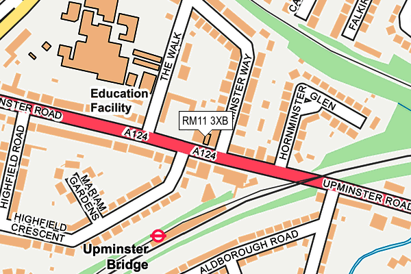 RM11 3XB map - OS OpenMap – Local (Ordnance Survey)