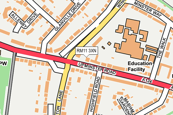 RM11 3XN map - OS OpenMap – Local (Ordnance Survey)