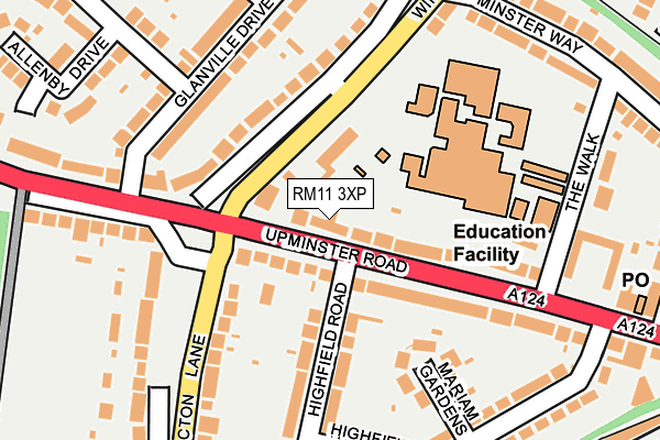 RM11 3XP map - OS OpenMap – Local (Ordnance Survey)