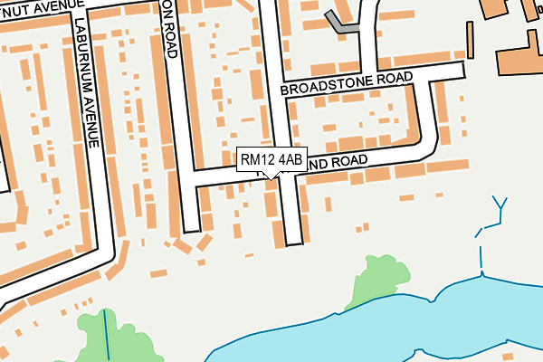 RM12 4AB map - OS OpenMap – Local (Ordnance Survey)