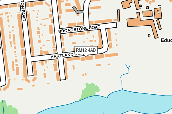 RM12 4AD map - OS OpenMap – Local (Ordnance Survey)