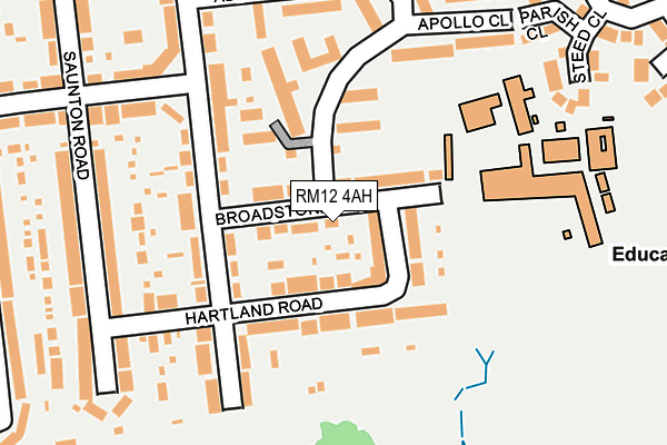 RM12 4AH map - OS OpenMap – Local (Ordnance Survey)