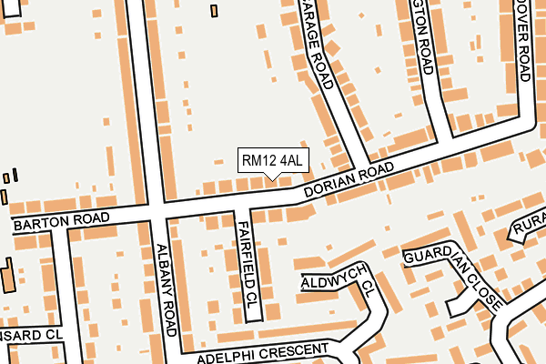 RM12 4AL map - OS OpenMap – Local (Ordnance Survey)