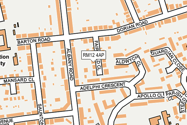 RM12 4AP map - OS OpenMap – Local (Ordnance Survey)