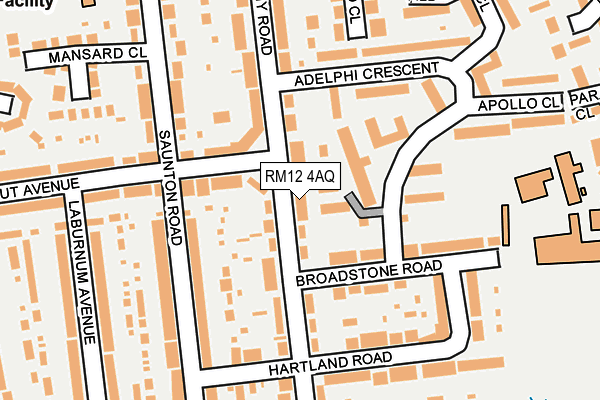 RM12 4AQ map - OS OpenMap – Local (Ordnance Survey)