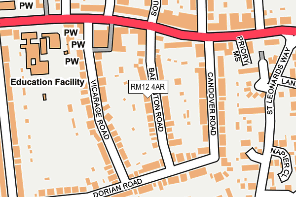 RM12 4AR map - OS OpenMap – Local (Ordnance Survey)