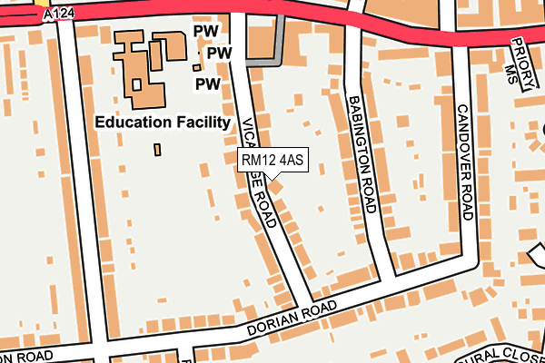 RM12 4AS map - OS OpenMap – Local (Ordnance Survey)