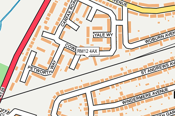 RM12 4AX map - OS OpenMap – Local (Ordnance Survey)