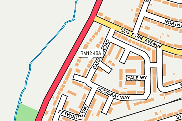 RM12 4BA map - OS OpenMap – Local (Ordnance Survey)