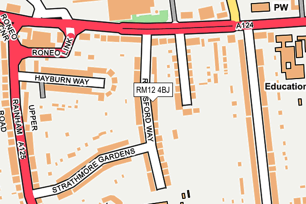 RM12 4BJ map - OS OpenMap – Local (Ordnance Survey)