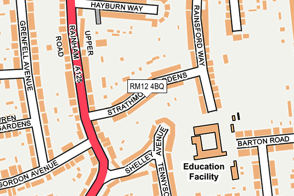 RM12 4BQ map - OS OpenMap – Local (Ordnance Survey)