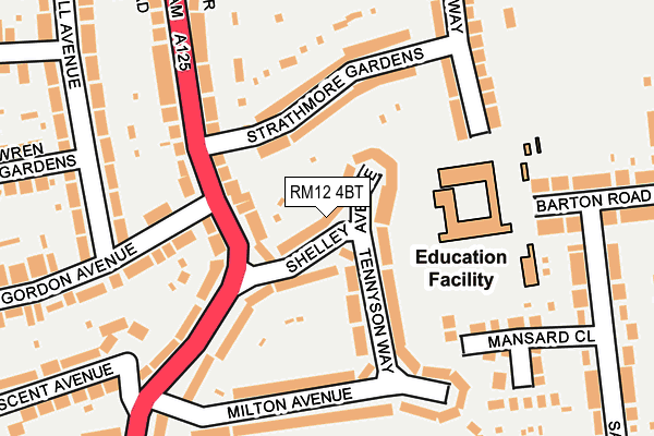RM12 4BT map - OS OpenMap – Local (Ordnance Survey)
