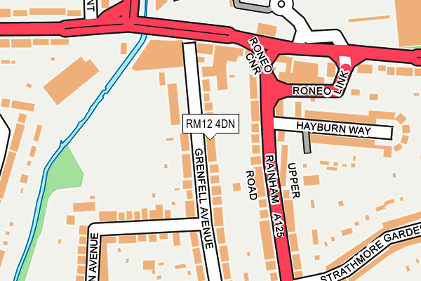 RM12 4DN map - OS OpenMap – Local (Ordnance Survey)