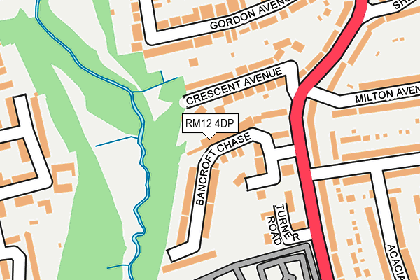 RM12 4DP map - OS OpenMap – Local (Ordnance Survey)