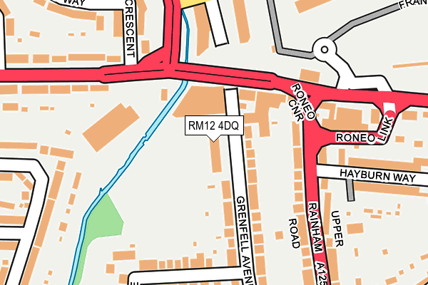 RM12 4DQ map - OS OpenMap – Local (Ordnance Survey)