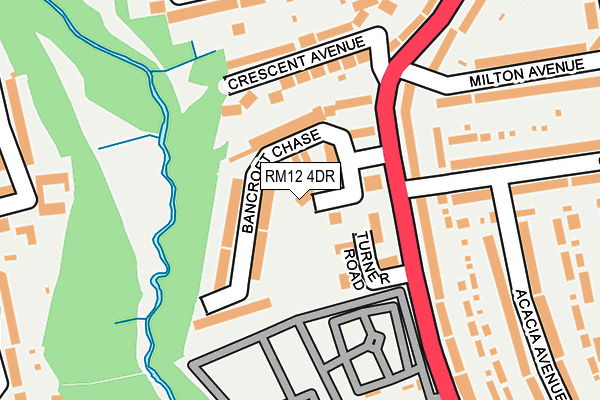 RM12 4DR map - OS OpenMap – Local (Ordnance Survey)