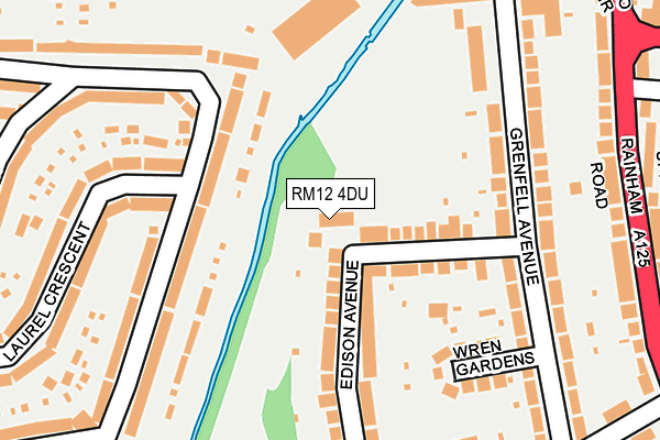 RM12 4DU map - OS OpenMap – Local (Ordnance Survey)