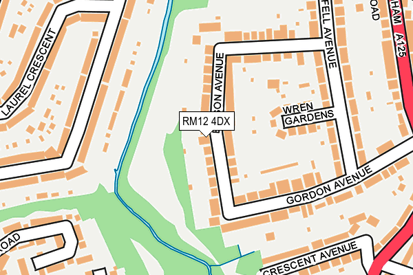RM12 4DX map - OS OpenMap – Local (Ordnance Survey)