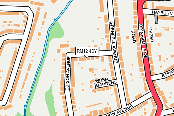 RM12 4DY map - OS OpenMap – Local (Ordnance Survey)
