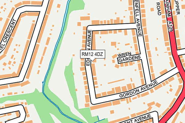 RM12 4DZ map - OS OpenMap – Local (Ordnance Survey)