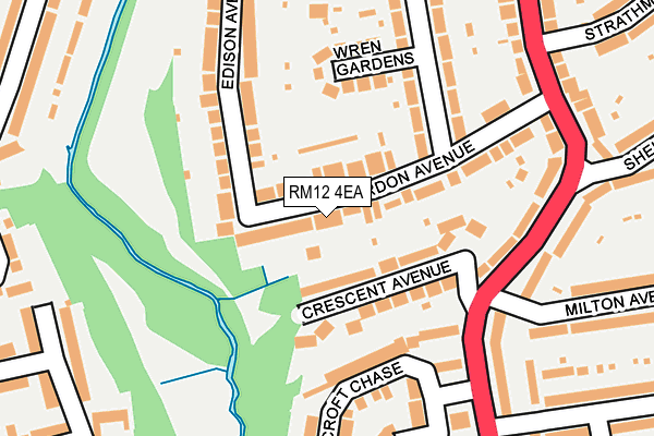 RM12 4EA map - OS OpenMap – Local (Ordnance Survey)