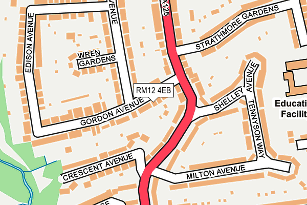 RM12 4EB map - OS OpenMap – Local (Ordnance Survey)