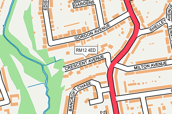 RM12 4ED map - OS OpenMap – Local (Ordnance Survey)