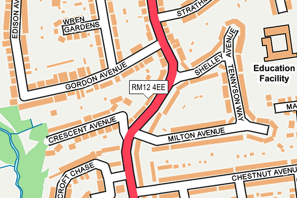 RM12 4EE map - OS OpenMap – Local (Ordnance Survey)