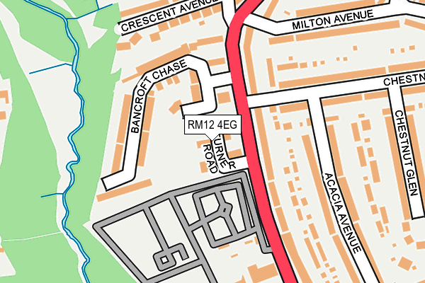 RM12 4EG map - OS OpenMap – Local (Ordnance Survey)