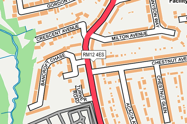 RM12 4ES map - OS OpenMap – Local (Ordnance Survey)