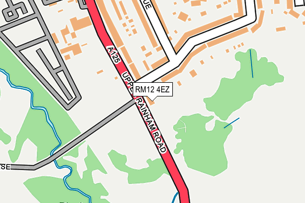 RM12 4EZ map - OS OpenMap – Local (Ordnance Survey)