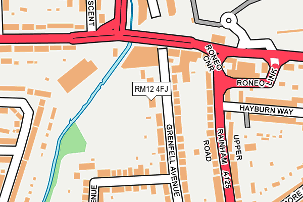 RM12 4FJ map - OS OpenMap – Local (Ordnance Survey)