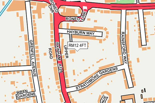 RM12 4FT map - OS OpenMap – Local (Ordnance Survey)
