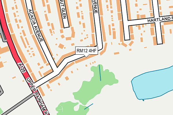 RM12 4HF map - OS OpenMap – Local (Ordnance Survey)