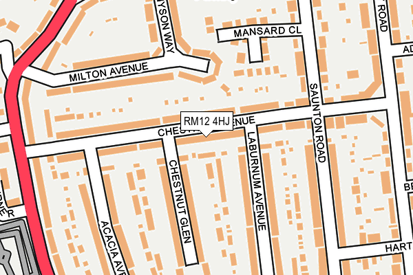 RM12 4HJ map - OS OpenMap – Local (Ordnance Survey)