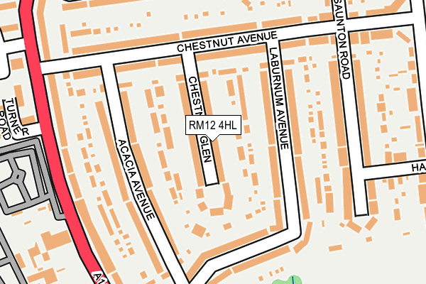 RM12 4HL map - OS OpenMap – Local (Ordnance Survey)