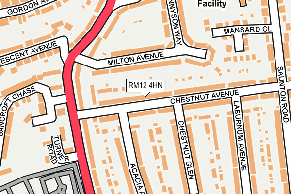 RM12 4HN map - OS OpenMap – Local (Ordnance Survey)