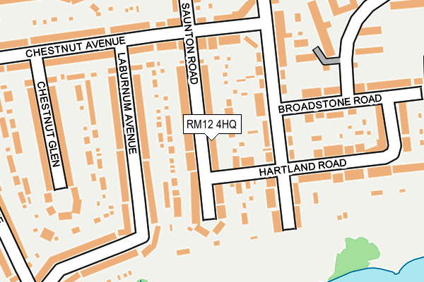 RM12 4HQ map - OS OpenMap – Local (Ordnance Survey)