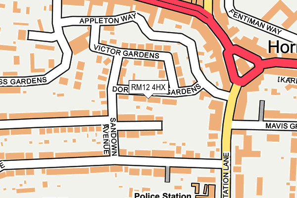 RM12 4HX map - OS OpenMap – Local (Ordnance Survey)