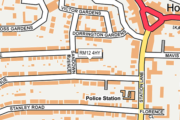 RM12 4HY map - OS OpenMap – Local (Ordnance Survey)