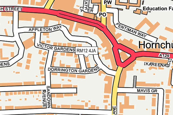 RM12 4JA map - OS OpenMap – Local (Ordnance Survey)