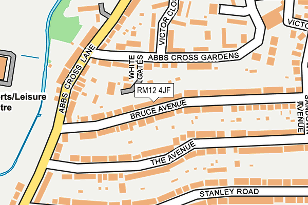 RM12 4JF map - OS OpenMap – Local (Ordnance Survey)