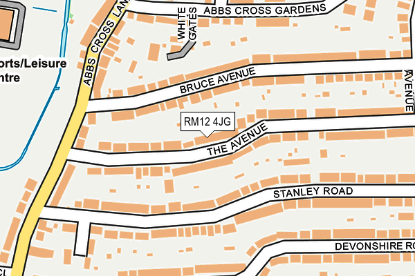 RM12 4JG map - OS OpenMap – Local (Ordnance Survey)