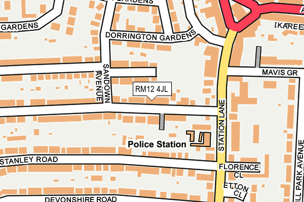 RM12 4JL map - OS OpenMap – Local (Ordnance Survey)