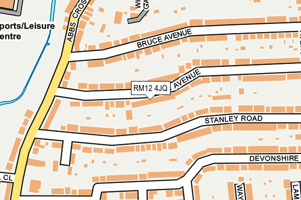 RM12 4JQ map - OS OpenMap – Local (Ordnance Survey)