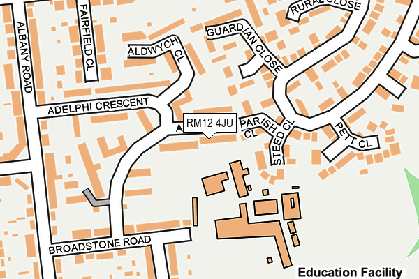 RM12 4JU map - OS OpenMap – Local (Ordnance Survey)