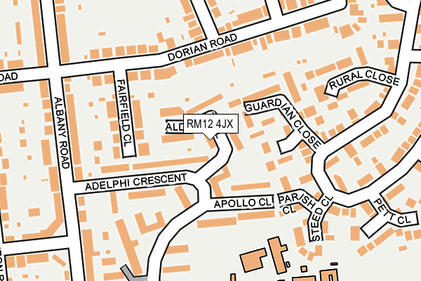 RM12 4JX map - OS OpenMap – Local (Ordnance Survey)