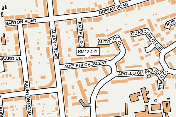 RM12 4JY map - OS OpenMap – Local (Ordnance Survey)