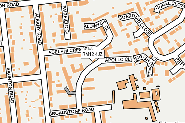 RM12 4JZ map - OS OpenMap – Local (Ordnance Survey)